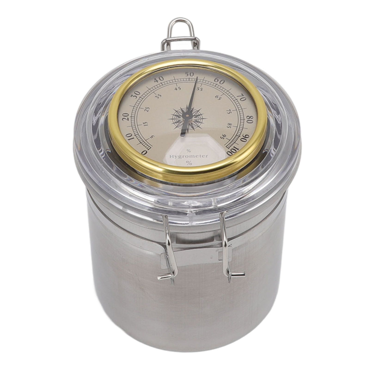 Cigar Jar Stainless Steel Silicone Ring with Hygrometer Waterproof Sealed Storage Jar for Home 96mmx129mm/3.8x5.1in