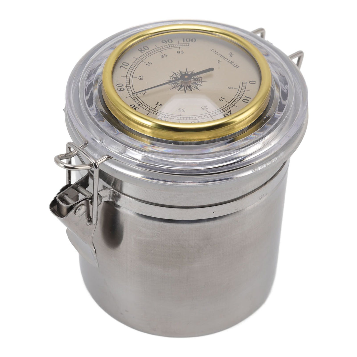 Cigar Jar Stainless Steel Silicone Ring with Hygrometer Waterproof Sealed Storage Jar for Home 96mmx129mm/3.8x5.1in