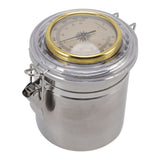 Cigar Jar Stainless Steel Silicone Ring with Hygrometer Waterproof Sealed Storage Jar for Home 96mmx129mm/3.8x5.1in - Rear View
