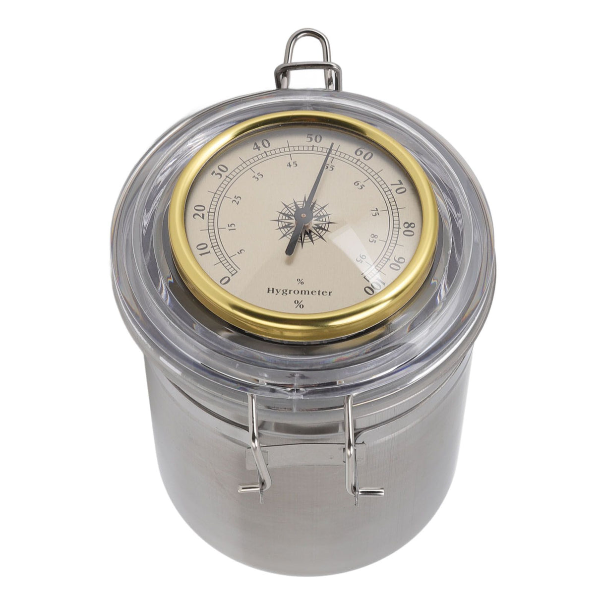 Cigar Jar Stainless Steel Silicone Ring with Hygrometer Waterproof Sealed Storage Jar for Home 96mmx129mm/3.8x5.1in
