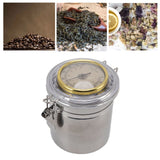Cigar Jar Stainless Steel Silicone Ring with Hygrometer Waterproof Sealed Storage Jar for Home 96mmx129mm/3.8x5.1in