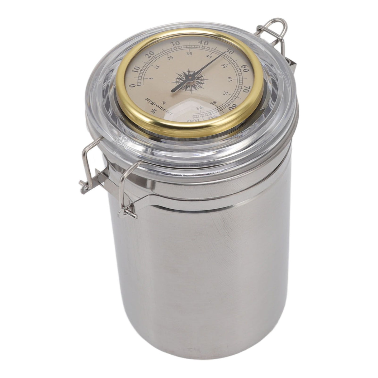 Cigar Jar Stainless Steel Silicone Ring with Hygrometer Waterproof Sealed Storage Jar for Home 96mmx173mm/3.8x6.8in
