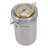 Cigar Jar Stainless Steel Silicone Ring with Hygrometer Waterproof Sealed Storage Jar for Home 96mmx173mm/3.8x6.8in - Side View