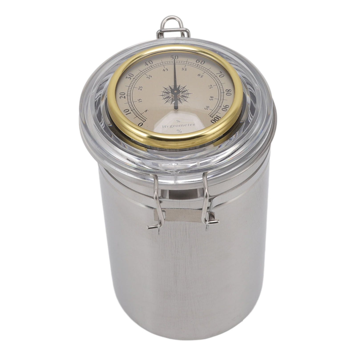 Cigar Jar Stainless Steel Silicone Ring with Hygrometer Waterproof Sealed Storage Jar for Home 96mmx173mm/3.8x6.8in