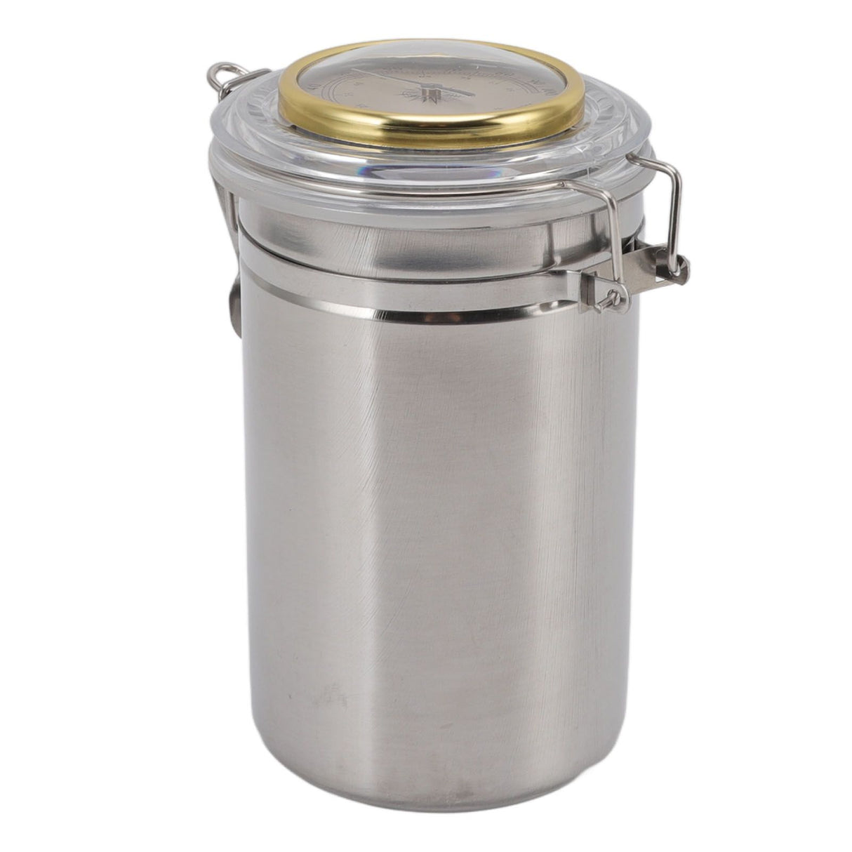 Cigar Jar Stainless Steel Silicone Ring with Hygrometer Waterproof Sealed Storage Jar for Home 96mmx173mm/3.8x6.8in