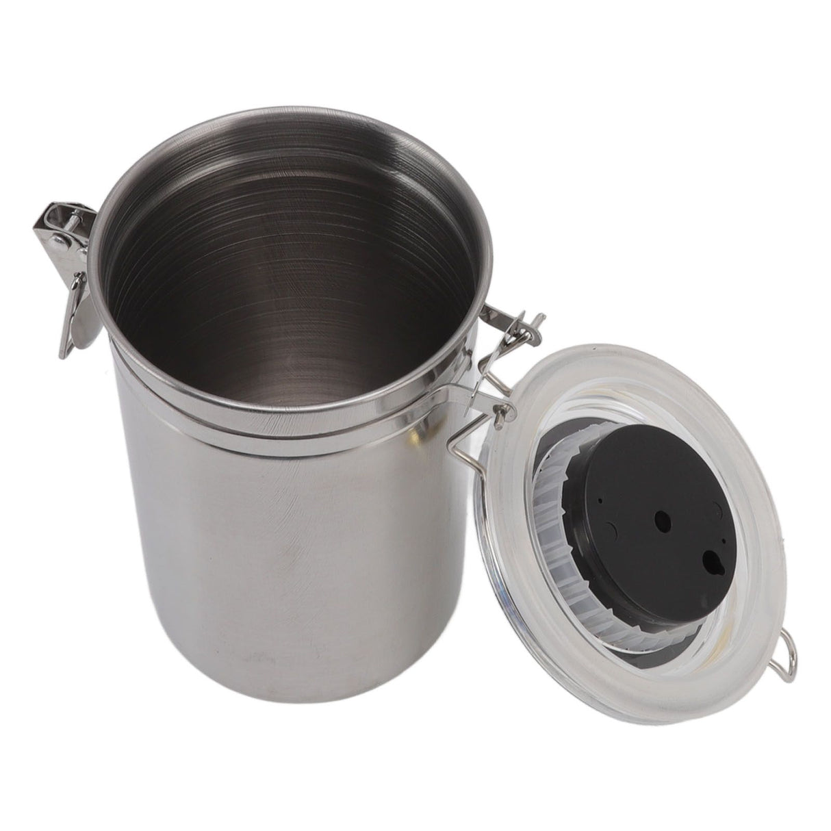 Cigar Jar Stainless Steel Silicone Ring with Hygrometer Waterproof Sealed Storage Jar for Home 96mmx173mm/3.8x6.8in