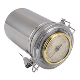 Cigar Jar Stainless Steel Silicone Ring with Hygrometer Waterproof Sealed Storage Jar for Home 96mmx173mm/3.8x6.8in