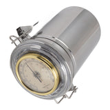 Cigar Jar Stainless Steel Silicone Ring with Hygrometer Waterproof Sealed Storage Jar for Home 96mmx173mm/3.8x6.8in