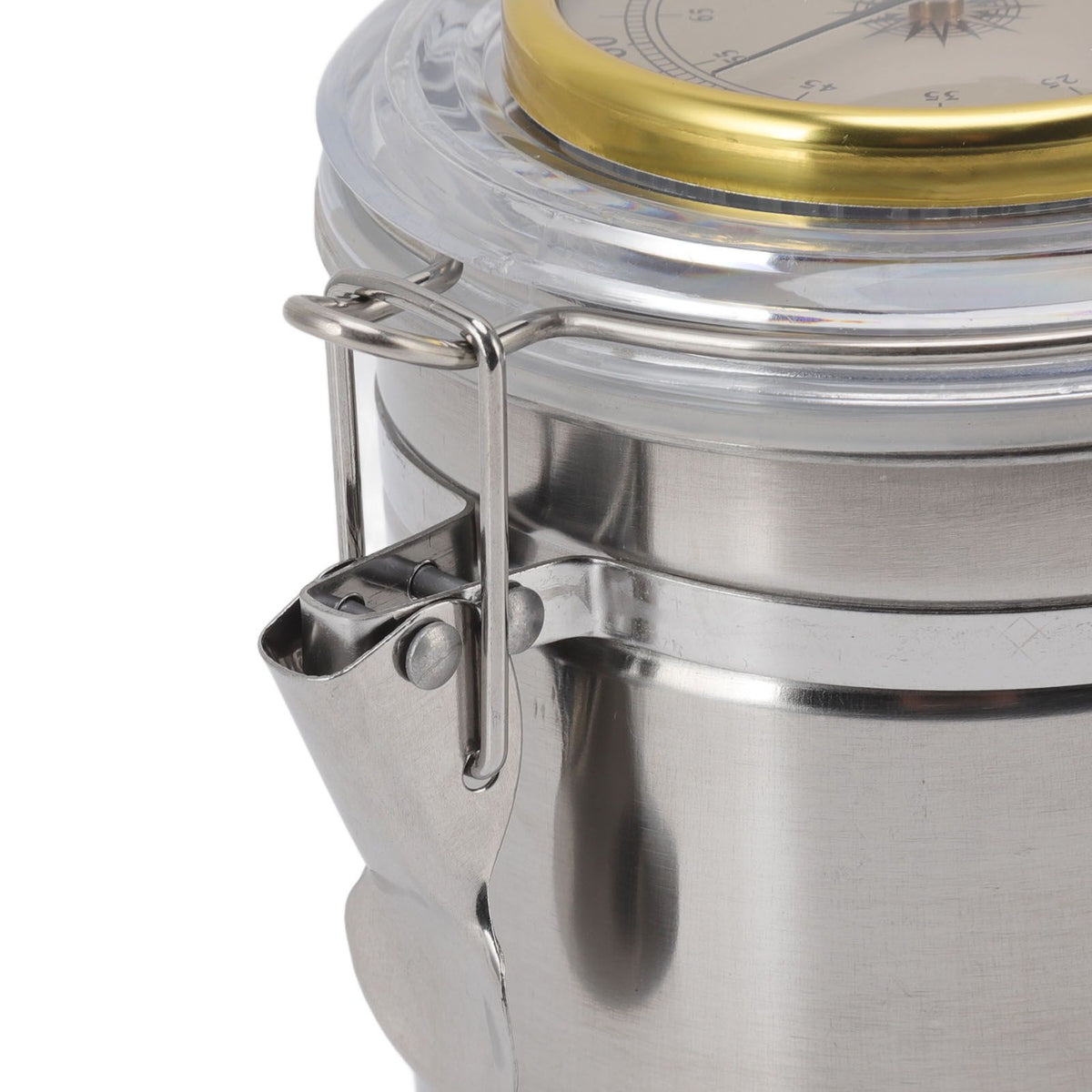 Cigar Jar Stainless Steel Silicone Ring with Hygrometer Waterproof Sealed Storage Jar for Home 96mmx173mm/3.8x6.8in