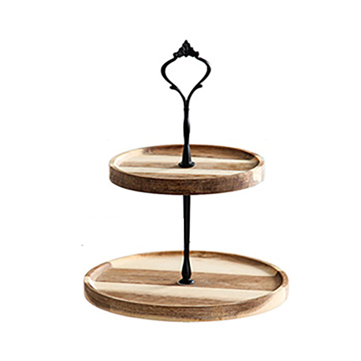 Wood Dessert Stand Rack Environmental Simple Vintage Wooden Dessert Display Tray Stand for Dessert Fruit Cake Snack Black Crown 2 Layers, Small