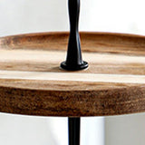 Wood Dessert Stand Rack Environmental Simple Vintage Wooden Dessert Display Tray Stand for Dessert Fruit Cake Snack Black Crown 2 Layers, Small