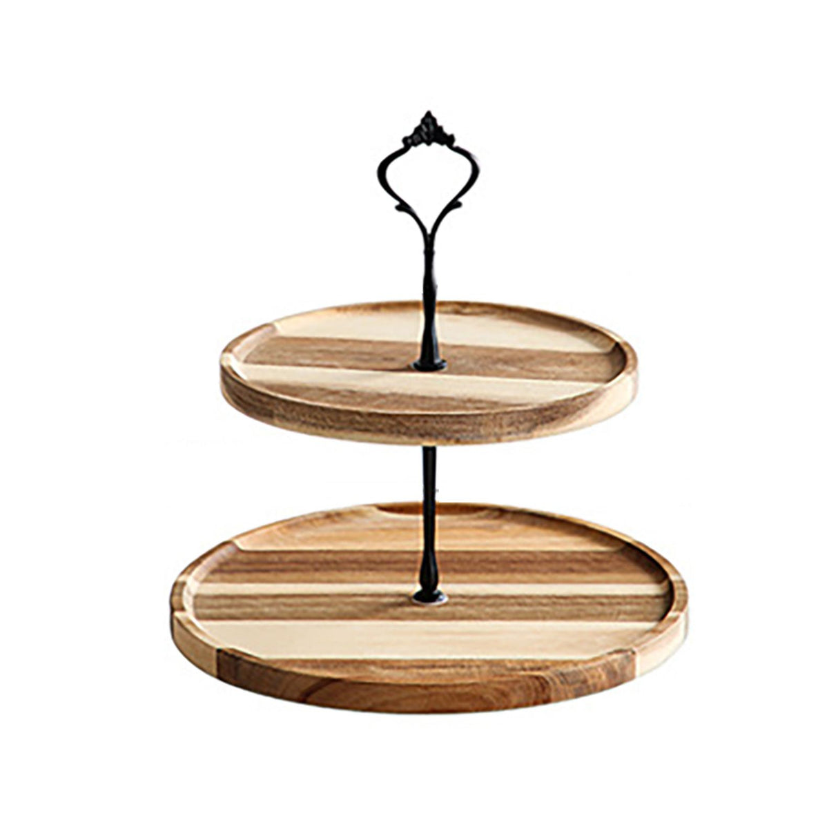 Wood Dessert Stand Rack Environmental Simple Vintage Wooden Dessert Display Tray Stand for Dessert Fruit Cake Snack Black Crown 2 Layers, Large