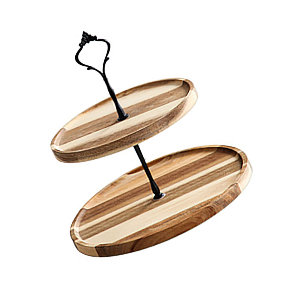 Wood Dessert Stand Rack Environmental Simple Vintage Wooden Dessert Display Tray Stand for Dessert Fruit Cake Snack Black Crown 2 Layers, Large
