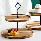 Wood Dessert Stand Rack Environmental Simple Vintage Wooden Dessert Display Tray Stand for Dessert Fruit Cake Snack Black Crown 2 Layers, Large - 45-Degree Angle