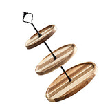 Wood Dessert Stand Rack Environmental Simple Vintage Wooden Dessert Display Tray Stand for Dessert Fruit Cake Snack Black Crown 3 Layers