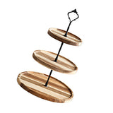 Wood Dessert Stand Rack Environmental Simple Vintage Wooden Dessert Display Tray Stand for Dessert Fruit Cake Snack Black Crown 3 Layers