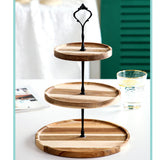 Wood Dessert Stand Rack Environmental Simple Vintage Wooden Dessert Display Tray Stand for Dessert Fruit Cake Snack Black Crown 3 Layers - 45-Degree Angle
