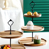 Wood Dessert Stand Rack Environmental Simple Vintage Wooden Dessert Display Tray Stand for Dessert Fruit Cake Snack Black Crown 3 Layers - Extra Image