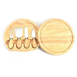 Cheese Knives Set Stainless Steel Blade Ergonomic Handle Cheese Cutter Fork with Wooden Box for Pizza Bread