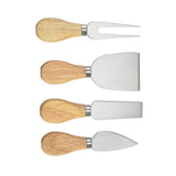 Cheese Knives Set Stainless Steel Blade Ergonomic Handle Cheese Cutter Fork with Wooden Box for Pizza Bread - Side View