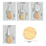 Cheese Knives Set Stainless Steel Blade Ergonomic Handle Cheese Cutter Fork with Wooden Box for Pizza Bread - Extra Image