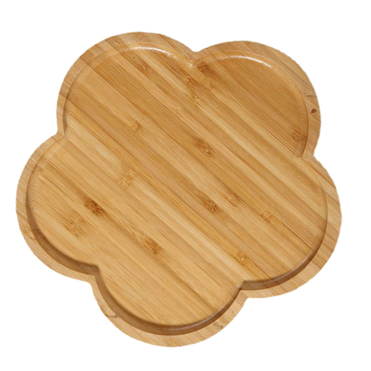 Bamboo Serving Tray Multipurpose Hand Crafted Decorative Wooden Tray for Ottoman Coffee Table Breakfast Drinks Flower Shape Size: Approx. 20x20x1.4cm / 7.9x7.9x0.6in