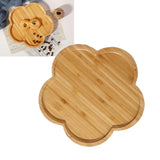 Bamboo Serving Tray Multipurpose Hand Crafted Decorative Wooden Tray for Ottoman Coffee Table Breakfast Drinks Flower Shape Size: Approx. 20x20x1.4cm / 7.9x7.9x0.6in