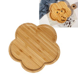 Bamboo Serving Tray Multipurpose Hand Crafted Decorative Wooden Tray for Ottoman Coffee Table Breakfast Drinks Flower Shape Size: Approx. 20x20x1.4cm / 7.9x7.9x0.6in - Extra Image