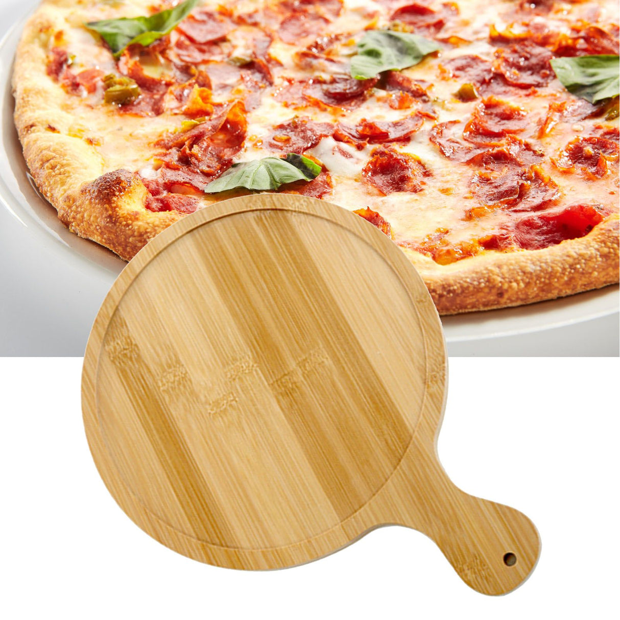 Bamboo Wood Pizza Tray Clear Texture Comfortable Hand Feeling Round Wooden Pizza Serving Plate 10in for 9in Pizzas
