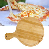 Bamboo Wood Pizza Tray Clear Texture Comfortable Hand Feeling Round Wooden Pizza Serving Plate 10in for 9in Pizzas - Rear View