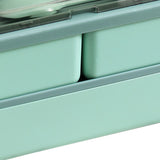 Bento Box Two Layers Green with Divider Food Grade Plastics Microwave Safe Lunch Container for Picnic