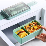 Bento Box Two Layers Green with Divider Food Grade Plastics Microwave Safe Lunch Container for Picnic