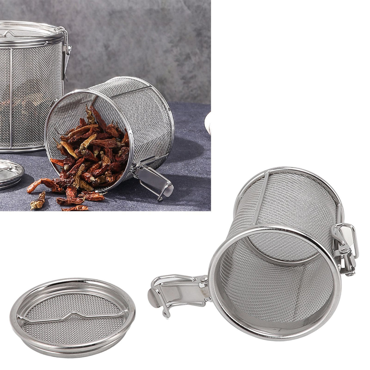 Stainless Steel Tea Ball Infuser Stainless Steel Spice Seasoning Strainer with Extended Chain Hook