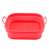 20.5cm Fryer Liners Square Folding Dishwasher Safe Silicone Fryer Pot Basket For Replacement Kitchen Red - Front View
