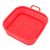20.5cm Fryer Liners Square Folding Dishwasher Safe Silicone Fryer Pot Basket For Replacement Kitchen Red