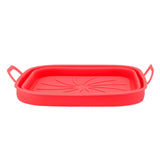 20.5cm Fryer Liners Square Folding Dishwasher Safe Silicone Fryer Pot Basket For Replacement Kitchen Red - Top-Down View