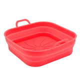 20.5cm Fryer Liners Square Folding Dishwasher Safe Silicone Fryer Pot Basket For Replacement Kitchen Red