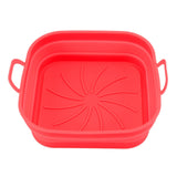 20.5cm Fryer Liners Square Folding Dishwasher Safe Silicone Fryer Pot Basket For Replacement Kitchen Red - Rear View