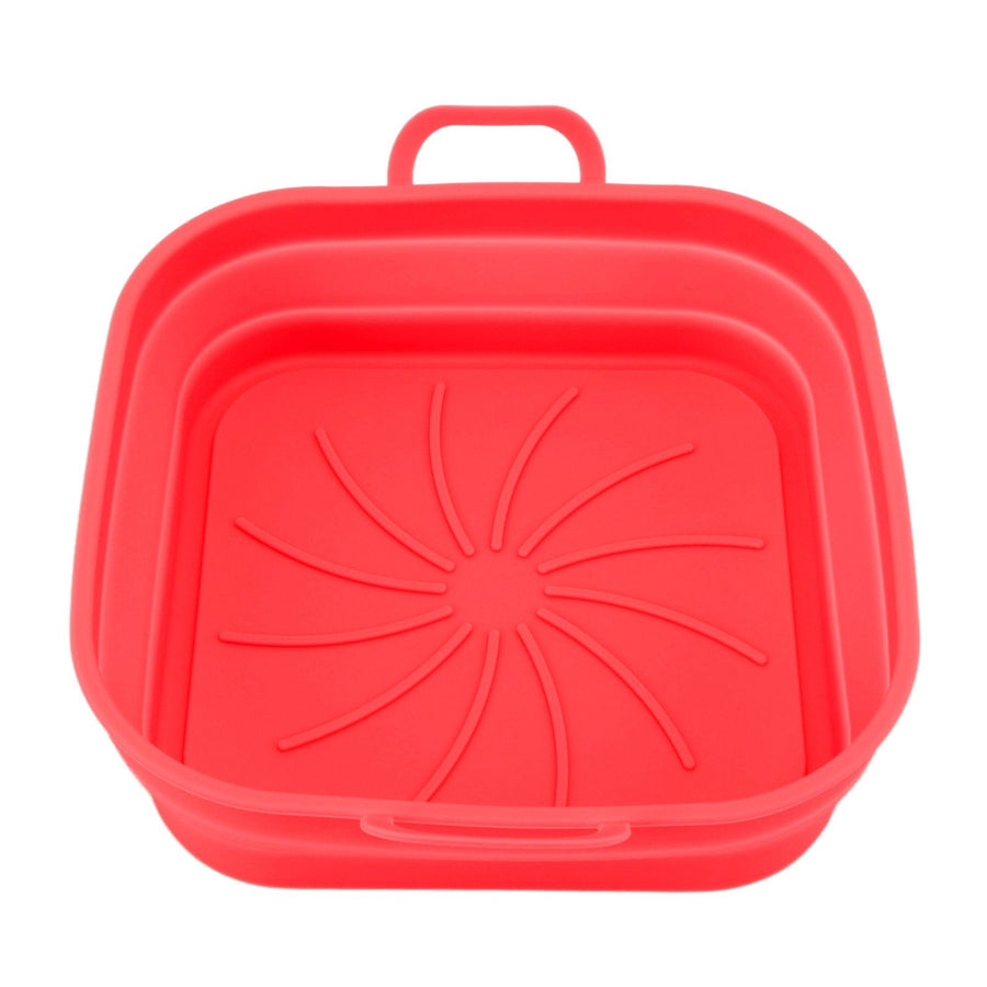 20.5cm Fryer Liners Square Folding Dishwasher Safe Silicone Fryer Pot Basket For Replacement Kitchen Red