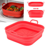 20.5cm Fryer Liners Square Folding Dishwasher Safe Silicone Fryer Pot Basket For Replacement Kitchen Red