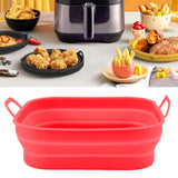 20.5cm Fryer Liners Square Folding Dishwasher Safe Silicone Fryer Pot Basket For Replacement Kitchen Red