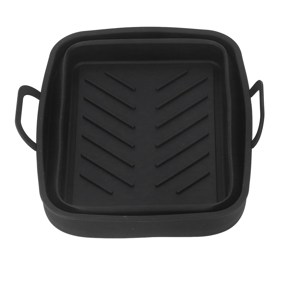 Silicone Air Cooker Pot Rectangular Fryer Liner Tray Replacement for Kitchen Cooking Accessories Black
