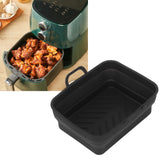 Silicone Air Cooker Pot Rectangular Fryer Liner Tray Replacement for Kitchen Cooking Accessories Black