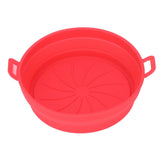 Foldable Fryer Silicone Liner Food Grade High Temperature Resistant Round Fryer Silicone Pot Red Diameter 21CM - Front View