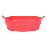 Foldable Fryer Silicone Liner Food Grade High Temperature Resistant Round Fryer Silicone Pot Red Diameter 21CM - Side View