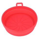 Foldable Fryer Silicone Liner Food Grade High Temperature Resistant Round Fryer Silicone Pot Red Diameter 21CM - Rear View