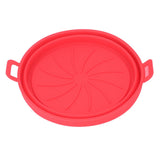 Foldable Fryer Silicone Liner Food Grade High Temperature Resistant Round Fryer Silicone Pot Red Diameter 21CM