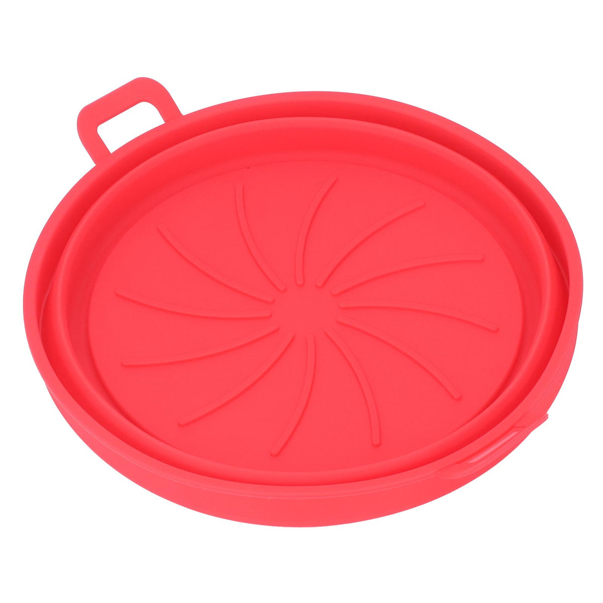 Foldable Fryer Silicone Liner Food Grade High Temperature Resistant Round Fryer Silicone Pot Red Diameter 21CM