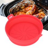 Foldable Fryer Silicone Liner Food Grade High Temperature Resistant Round Fryer Silicone Pot Red Diameter 21CM