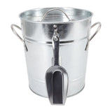 Ice Bucket Round with Ice Shovel Galvanized Sheet Plastic Beer Chiller Bin for Bar Home Wood Color